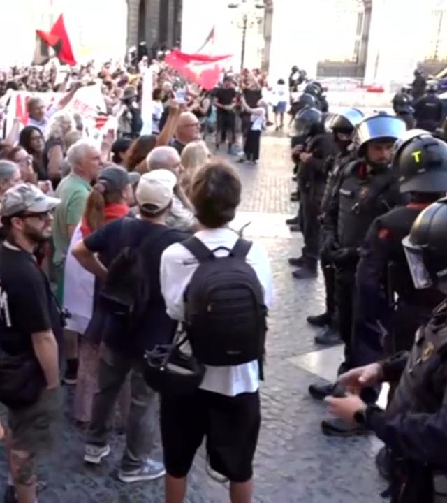 Demonstrationen gegen die Migrations-Politik in Barcelona.