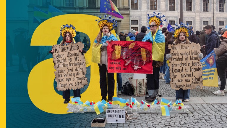 Demonstranten, welche für den Frieden in der Ukraine plädieren