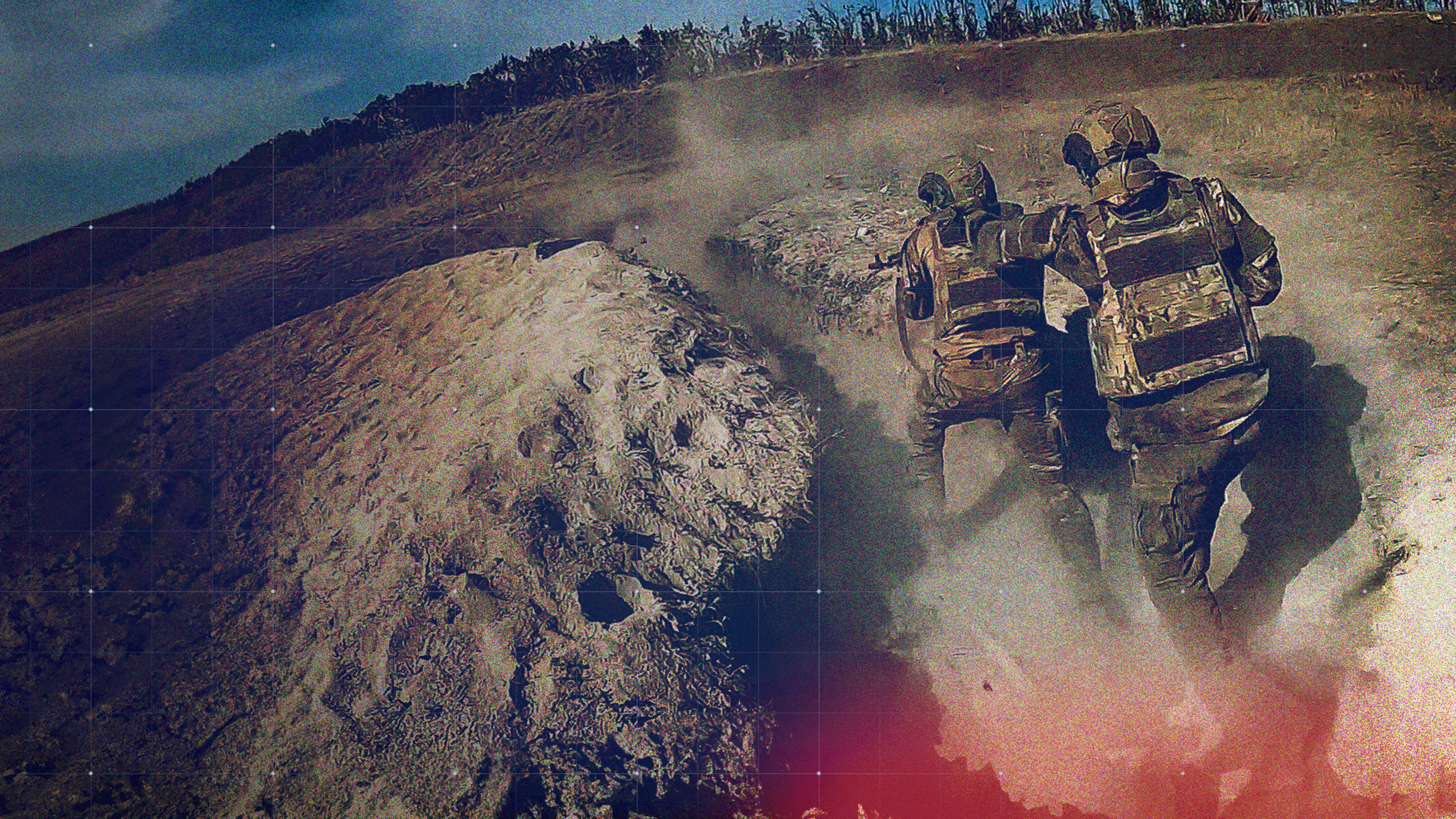 Zwei russische Soldaten im Kampf an der Front
