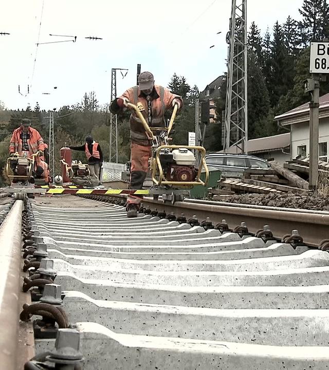 Gleisarbeiten an den Schienen