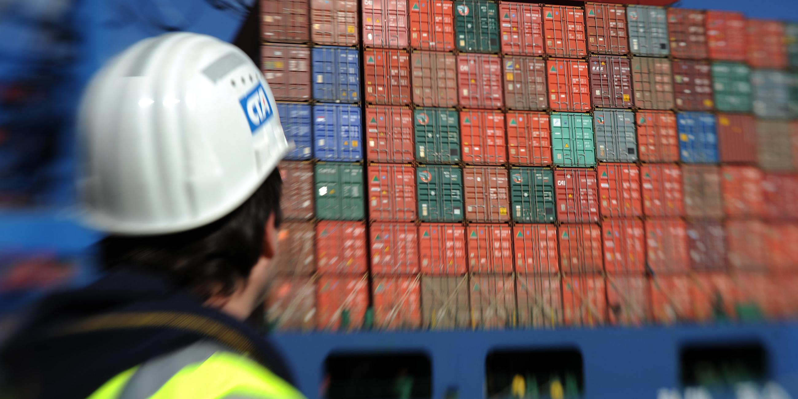 Symbolbild: Containerschiff am Hamburger Hafen