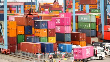 Container werden am Hamburger Hafen verladen