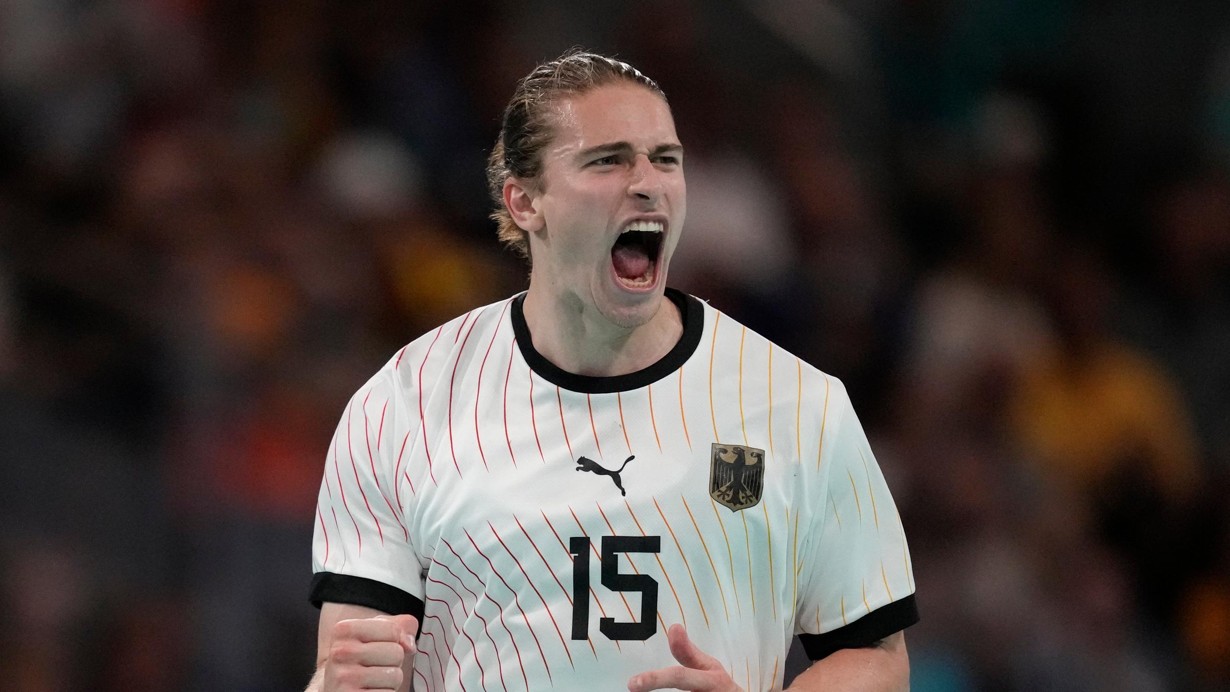 Juri Knorr aus Deutschland jubelt.