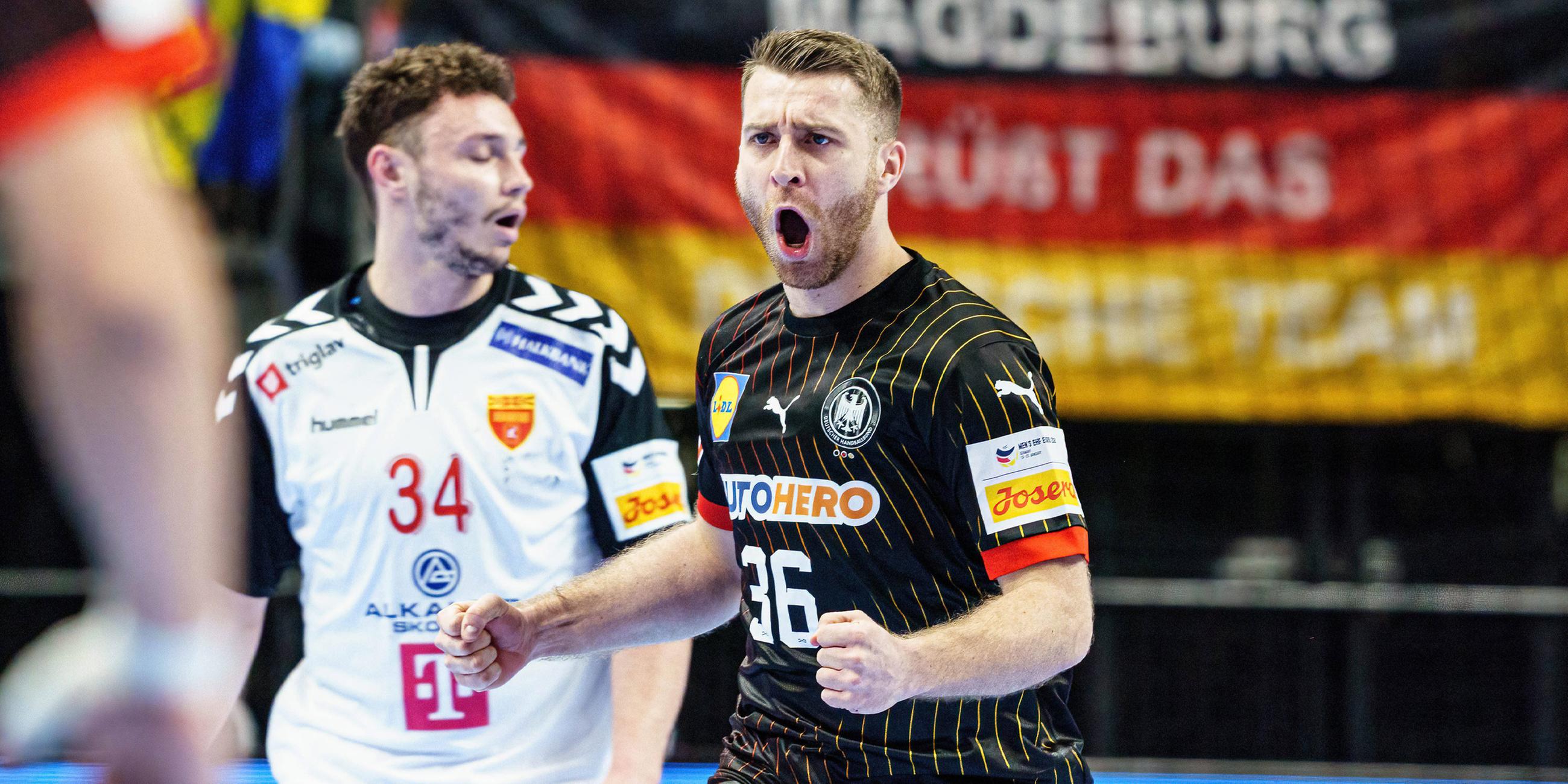 Lukas Mertens (Deutschland, 36) jubelt nach dem Tor.