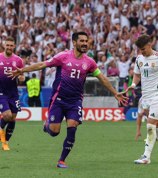 Deutschlands Kapitän Ilkay Gündogan bejubelt sein Tor zum 2:0 gegen Ungarn.