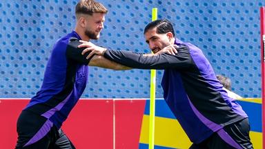 Niclas Füllkrug (links) und Emre Can bei einer Trainingsübung