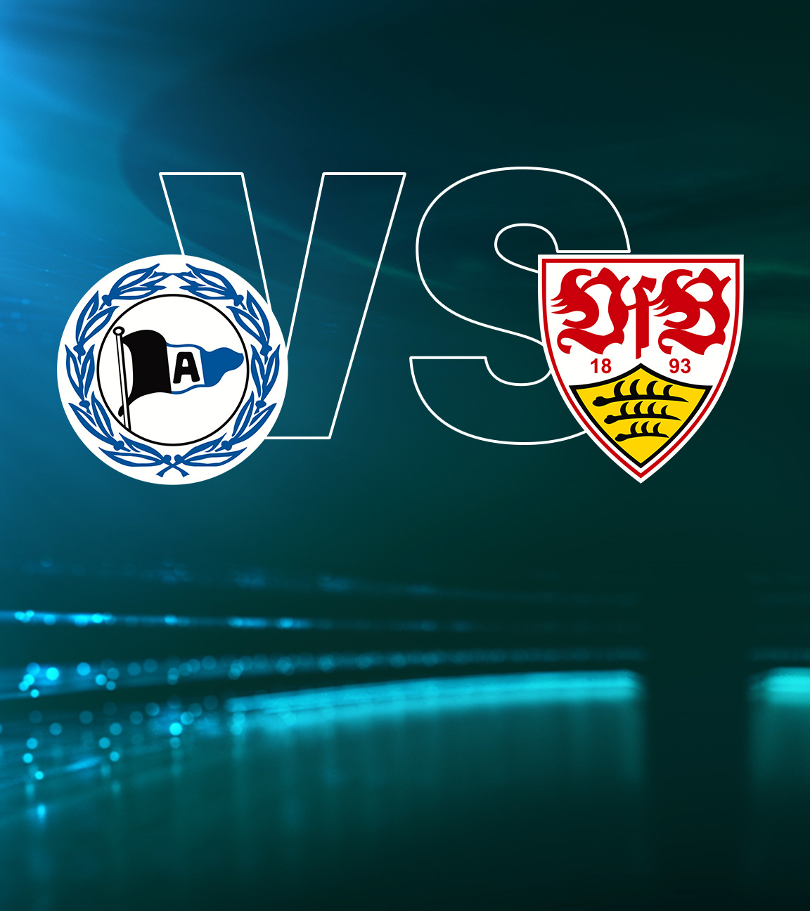 Symbolbild mit den Logos der Vereine: Arminia Bielefeld vs. VfB Stuttgart