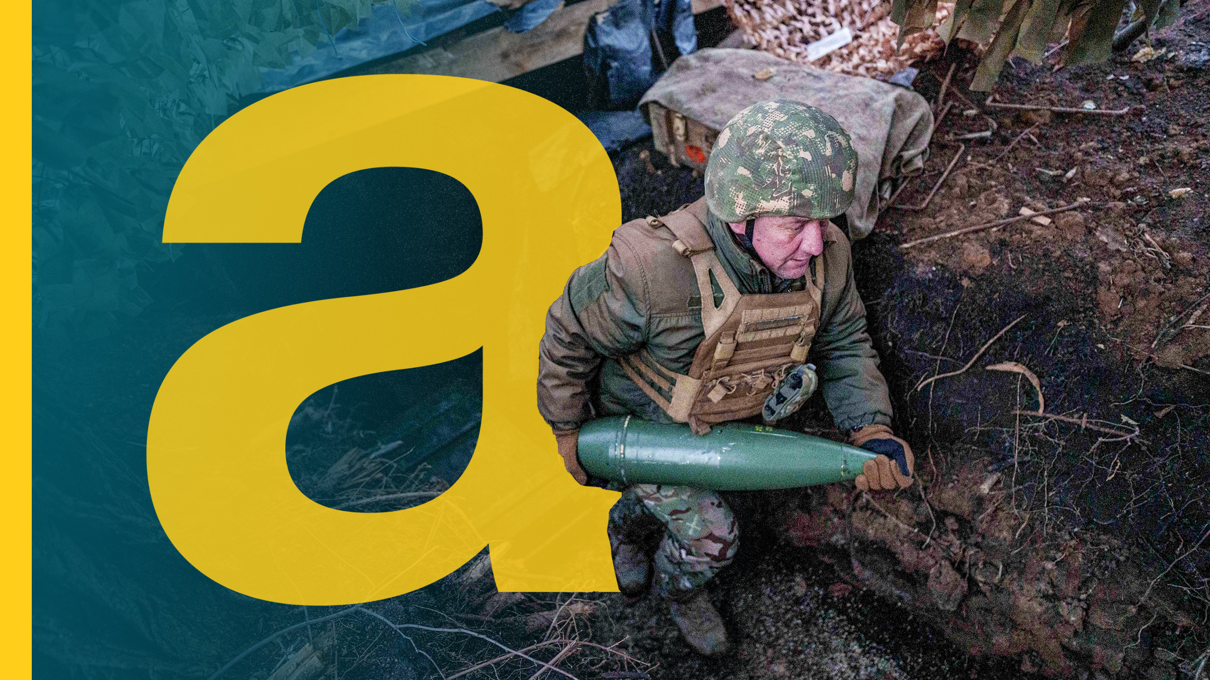 Ein Soldat steht in einem Schützengraben