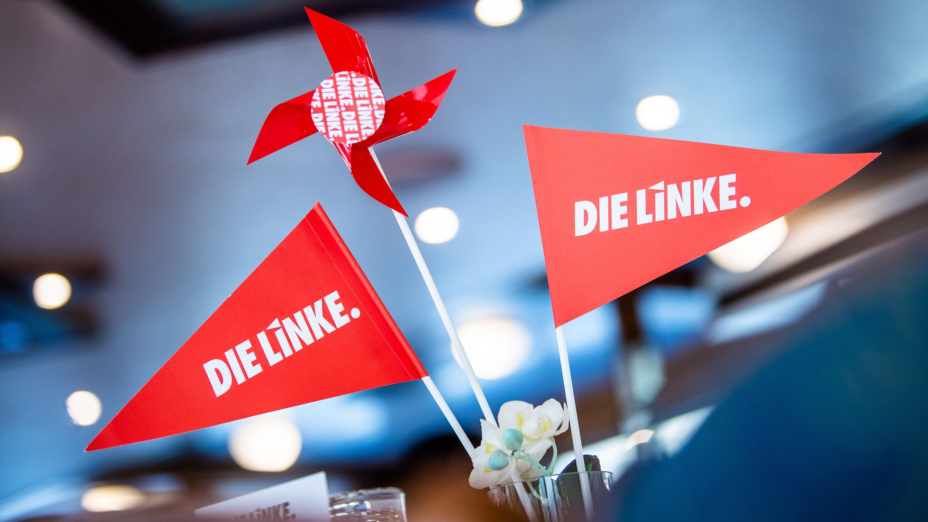 Fahnen und Windrad der Linken