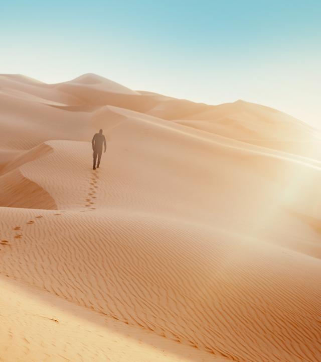 Person in Wüstenlandschaft