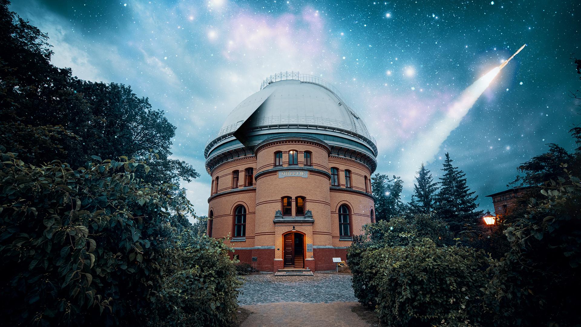 Eine Sternwarte unter einem nächtlichen Sternenhimmel