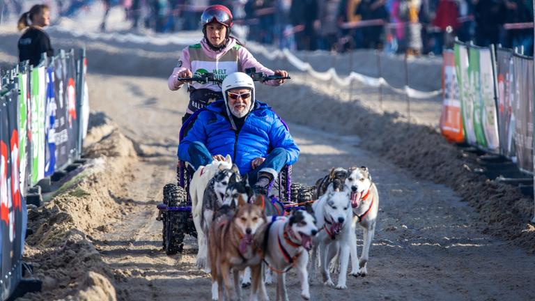 Dieter Hallervorden beim Hundeschlittenrennen