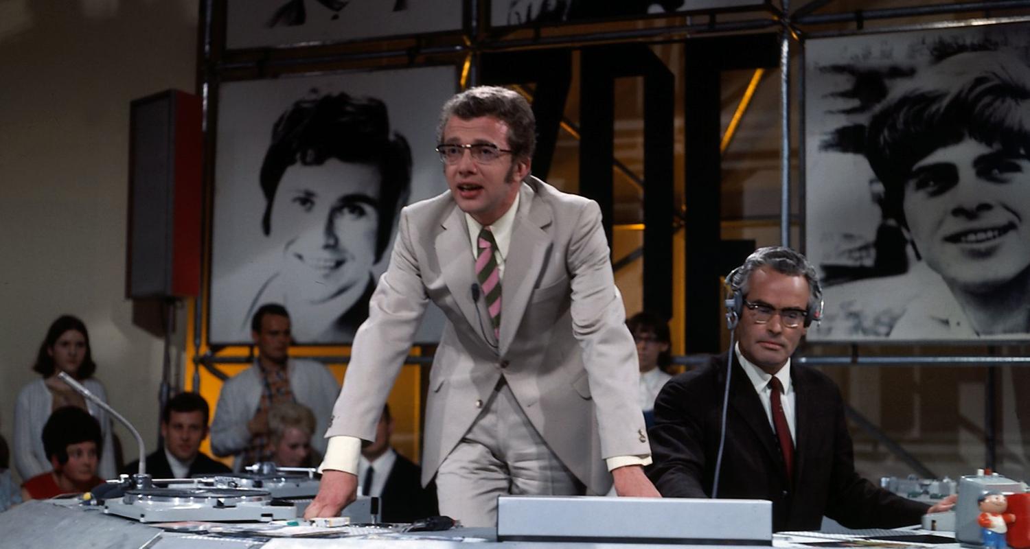 Dieter Thomas Heck bei der "ZDF-Hitparade" 1969
