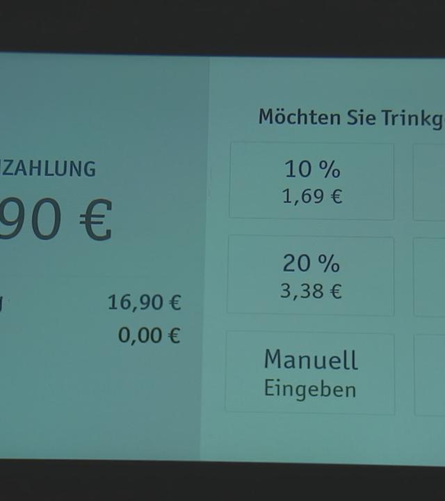 Kartenzahlung: Trinkgeldoptionen werden angezeigt