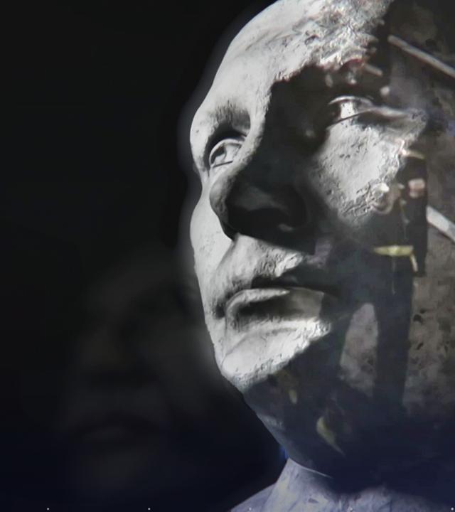 Grafik von Wladimir Putin vor schwarzem Hintergrund