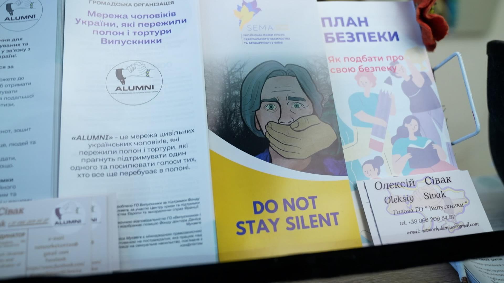 Flyer zum Thema Vergewaltigungen als Kriegswaffe in der Ukraine