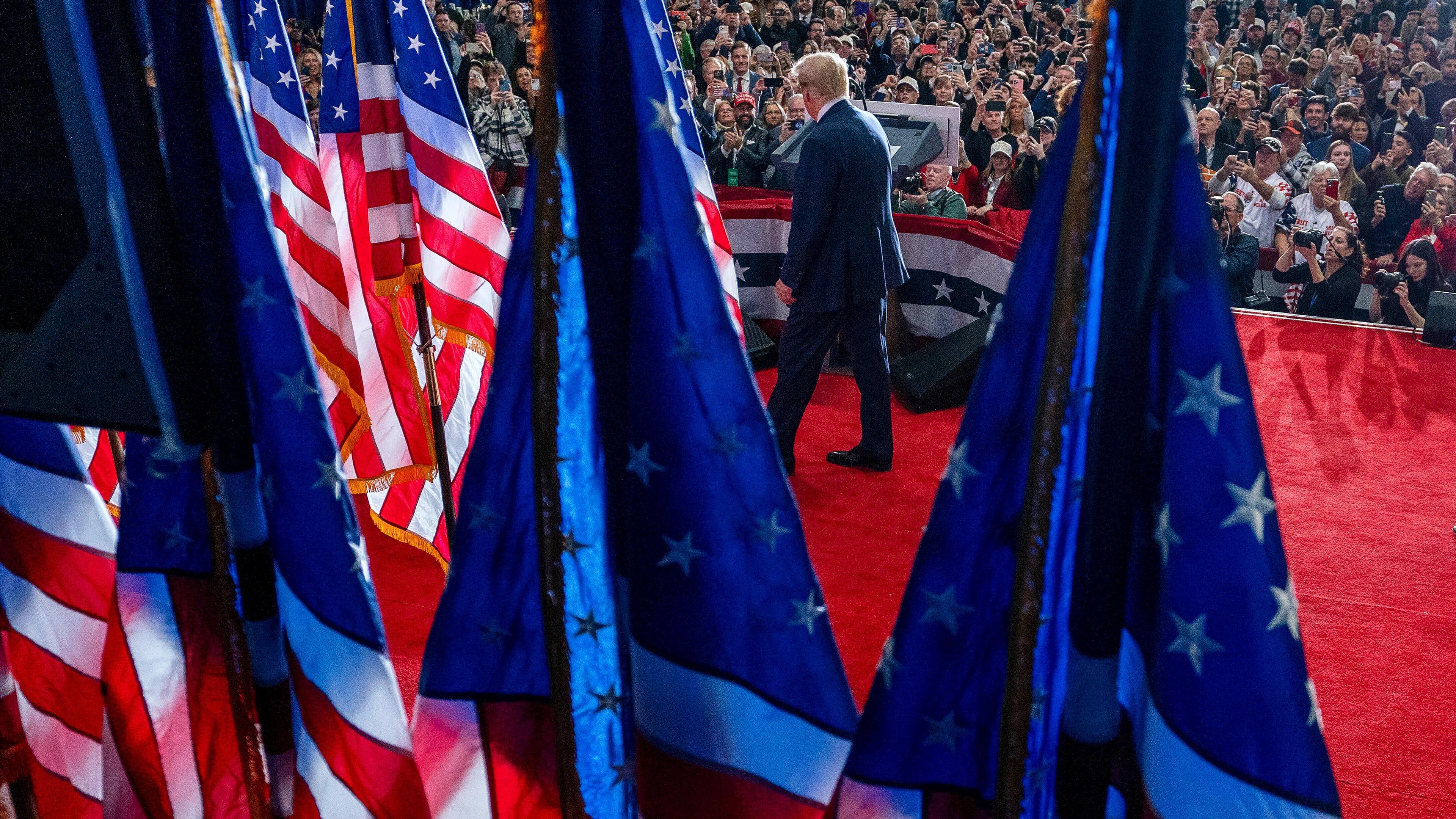Donald Trump, aufgenommen am 16.01.2024 in Des Moines (USA)