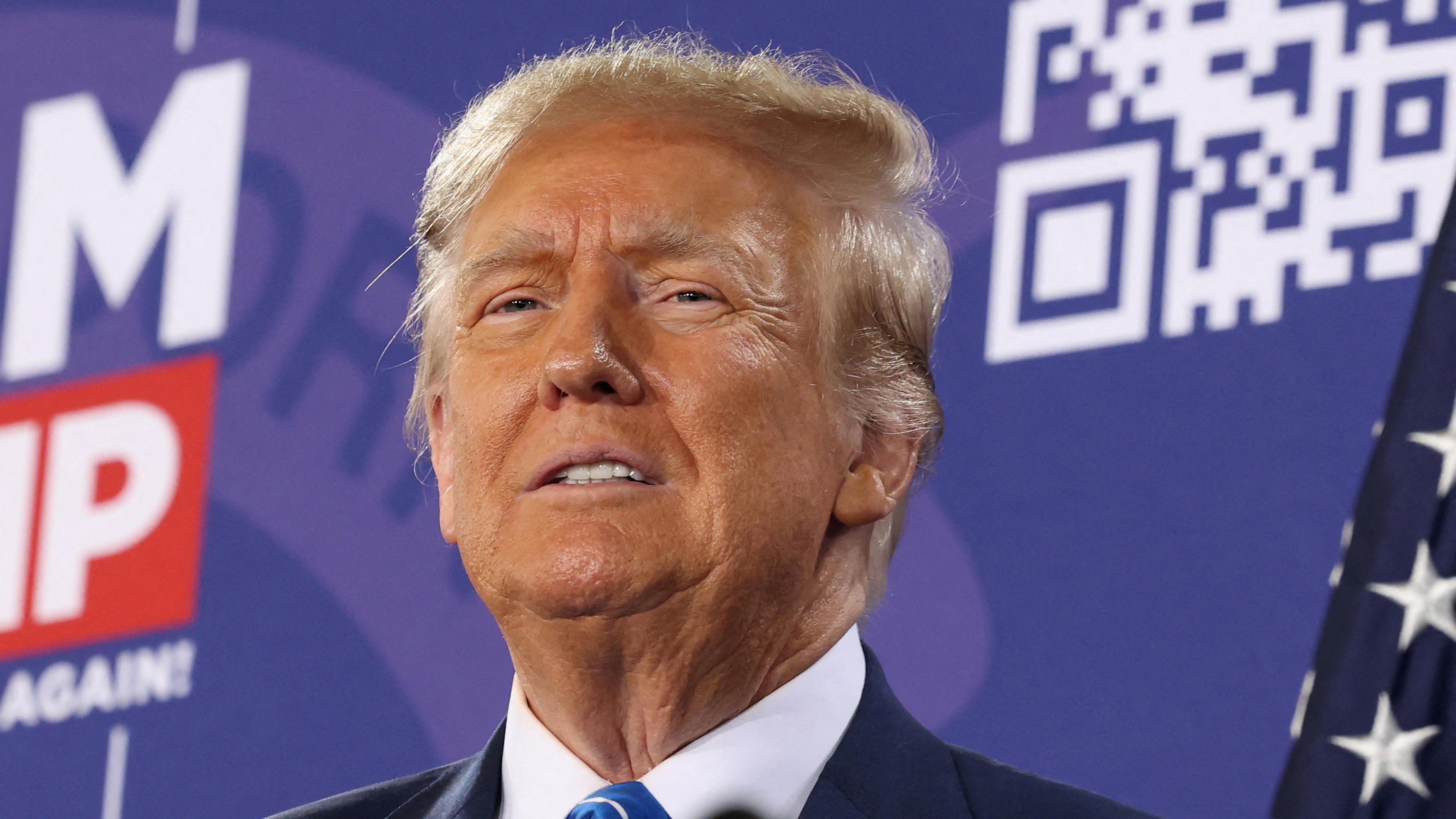  Der republikanische Präsidentschaftskandidat und ehemalige US-Präsident Donald Trump hält eine Wahlkampfveranstaltung vor dem republikanischen Caucus in Las Vegas, Nevada, USA, 27.01.2024.