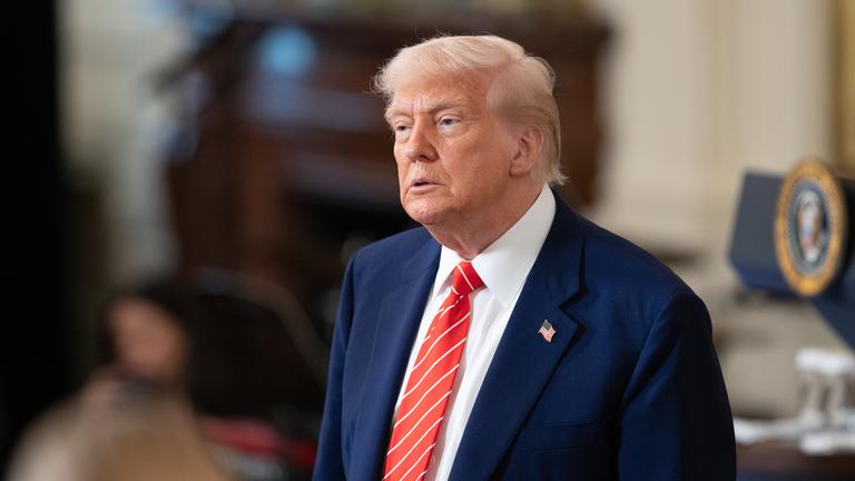 Donald Trump in Nahaufnahme am 8. Mai 2025 während einer Feier für die Mütter von Soldaten im Weißen Haus in Washington.