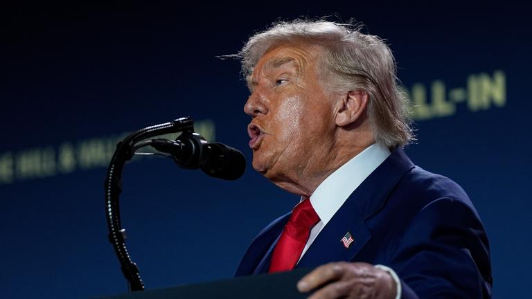 Donald Trump spricht am 23.7.25 in Washington