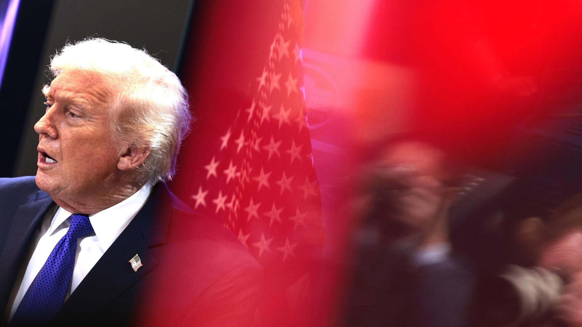 US-Präsident Donald Trump während einer Pressekonferenz im Weißen Haus am 20.02.2026.