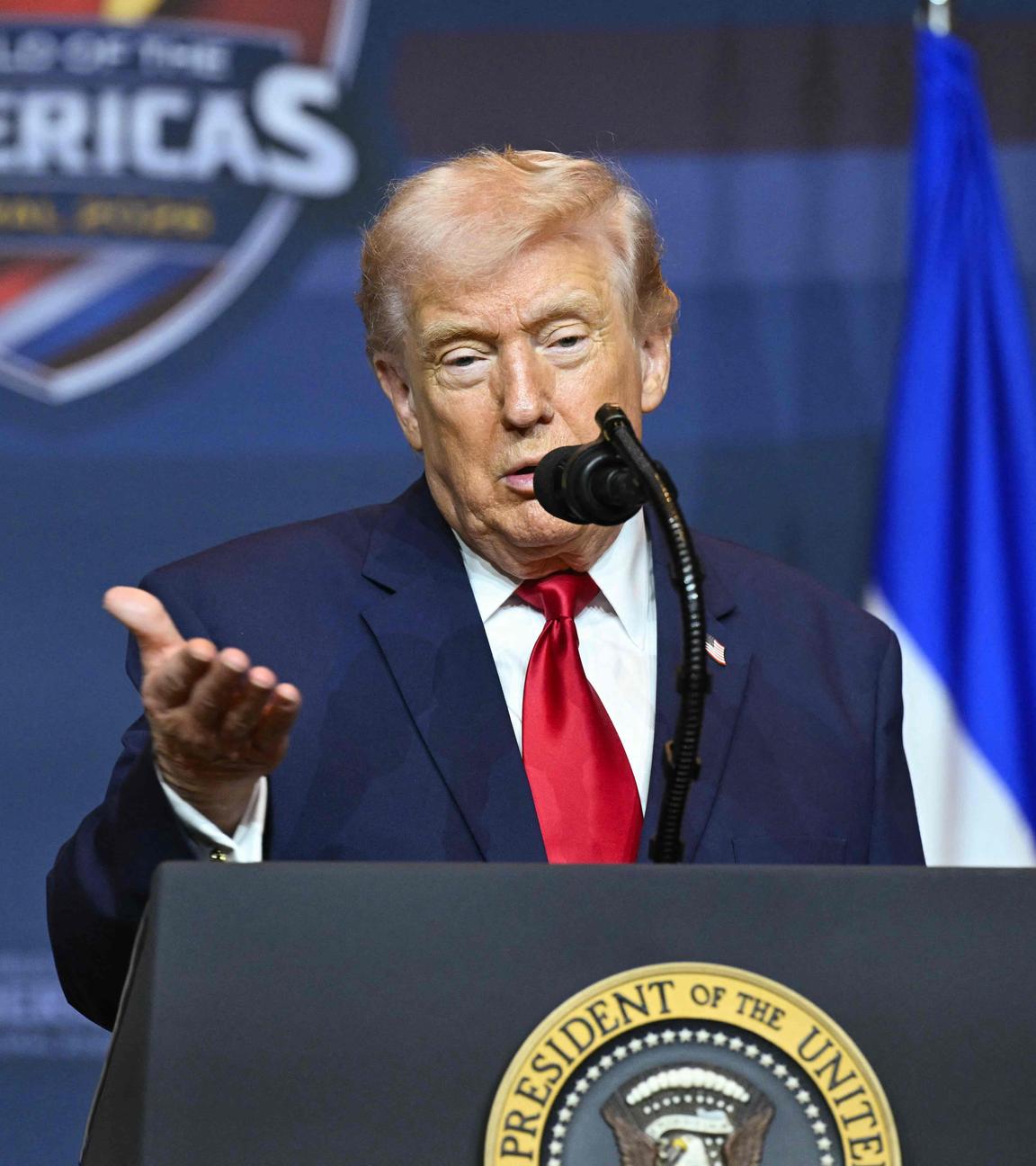 US-Präsident Donald Trump spricht während des Gipfeltreffens "The Shield of the Americas".