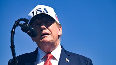 US President Trump makes remarks at a Steel Across America event