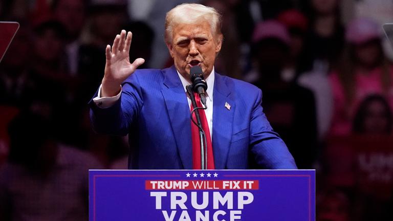 Der republikanische Präsidentschaftskandidat Donald Trump spricht bei einem Auftritt im Madison Square Garden in New York. 