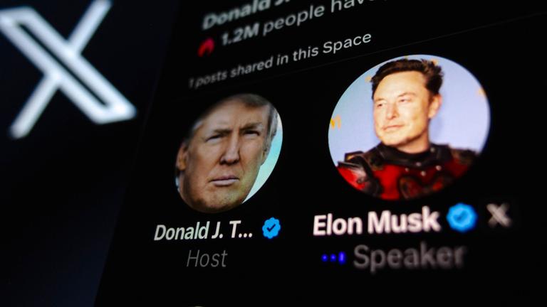 Donald Trumps und Elon Musk auf der Social-Media-Plattform X, aufgenommen am 12.08.2024