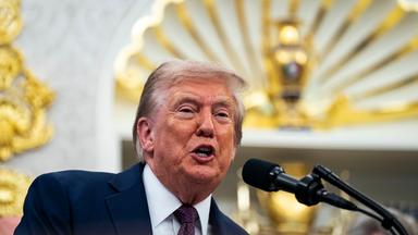 US President Donald Trump makes an announcement about the DOD in the Oval Office
