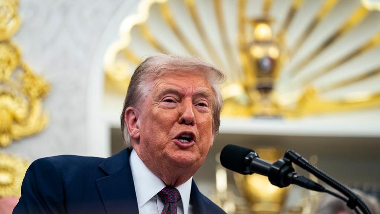 US President Donald Trump makes an announcement about the DOD in the Oval Office