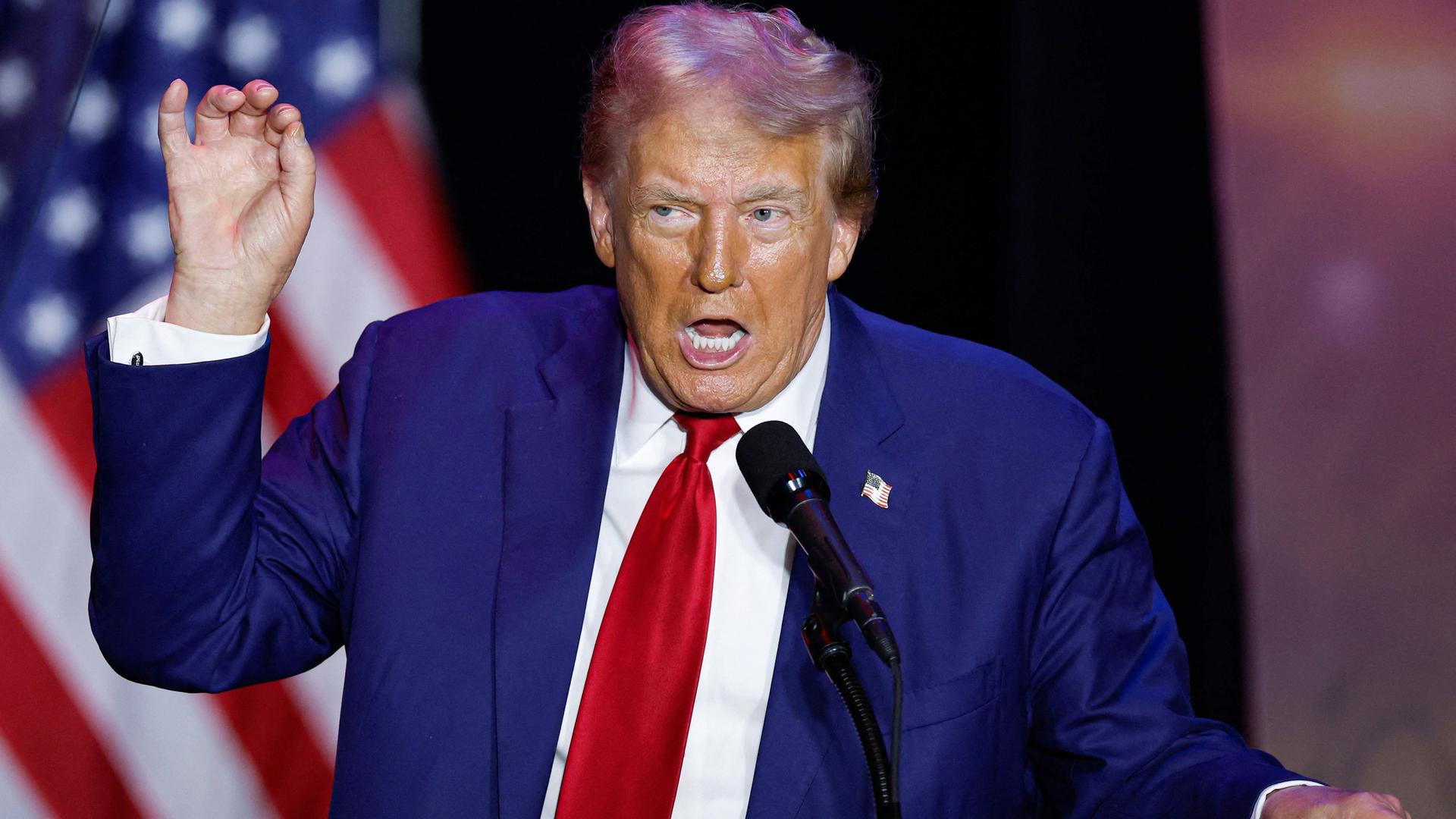 Der republikanische Präsidentschaftskandidat Donald Trump hält eine Wahlkampf-Rede