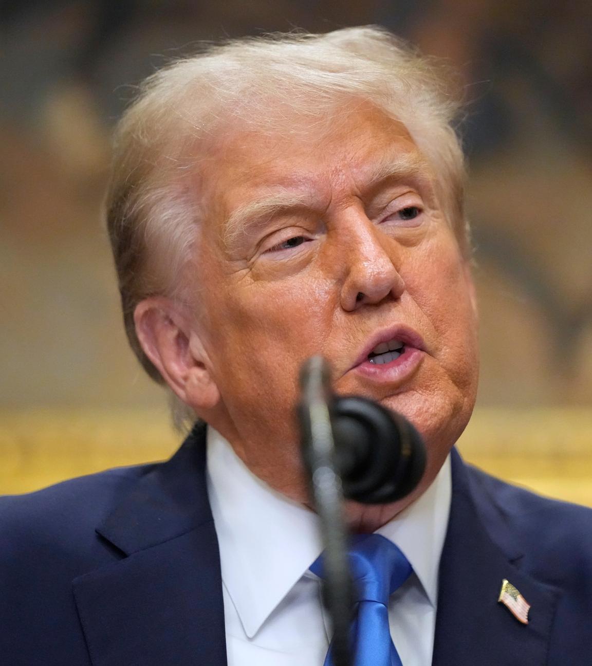 US-Präsident Donald Trump spricht im Roosevelt Room des Weißen Hauses.