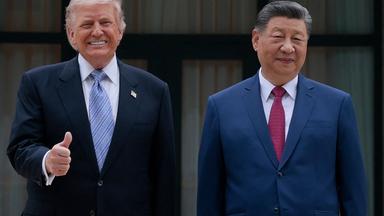 US-Präsident Donald Trump (l.) posiert während eines Besuchs im Zhongnanhai-Garten in Peking für Fotos mit dem chinesischen Präsidenten Xi Jinping.