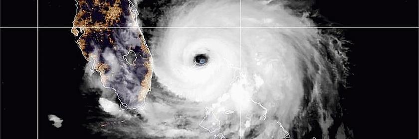 Satellitenbild vom Hurrikan Dorian über den Bahamas