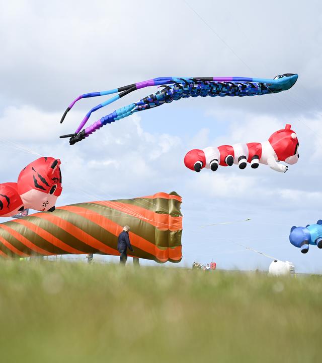 Zahlreiche Drachen schmücken den Himmel über Norddeich.