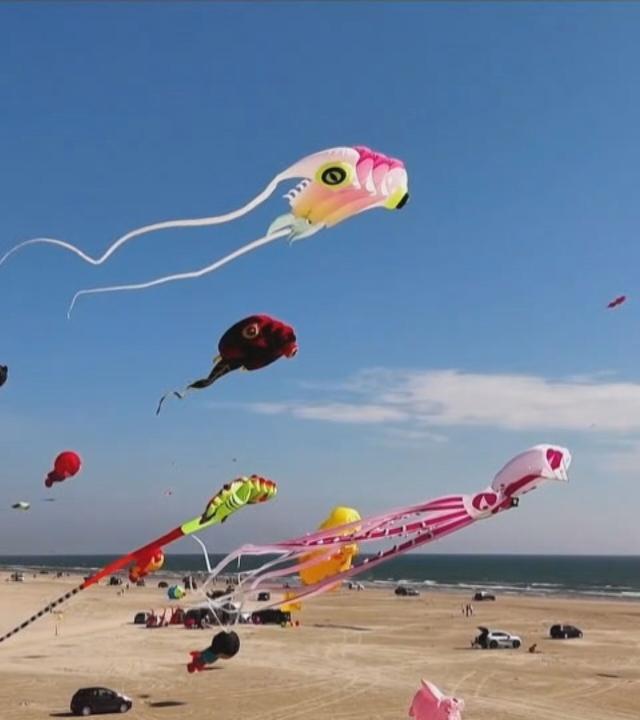 Beim jährlichen Drachenfestival in Dänemark war der Himmel über Fanø bunt. 