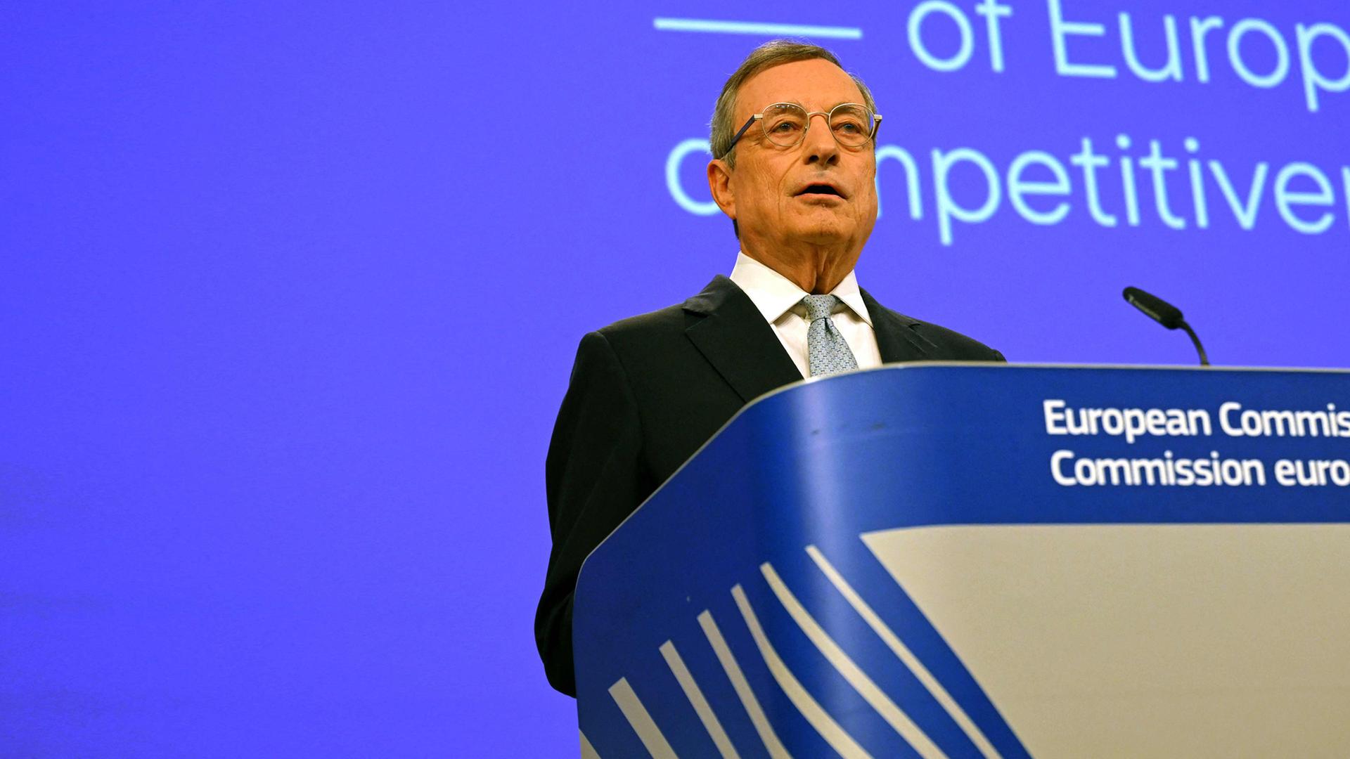 Mario Draghi stellt den Bericht über Europas Wettbewerbsfähigkeit vor