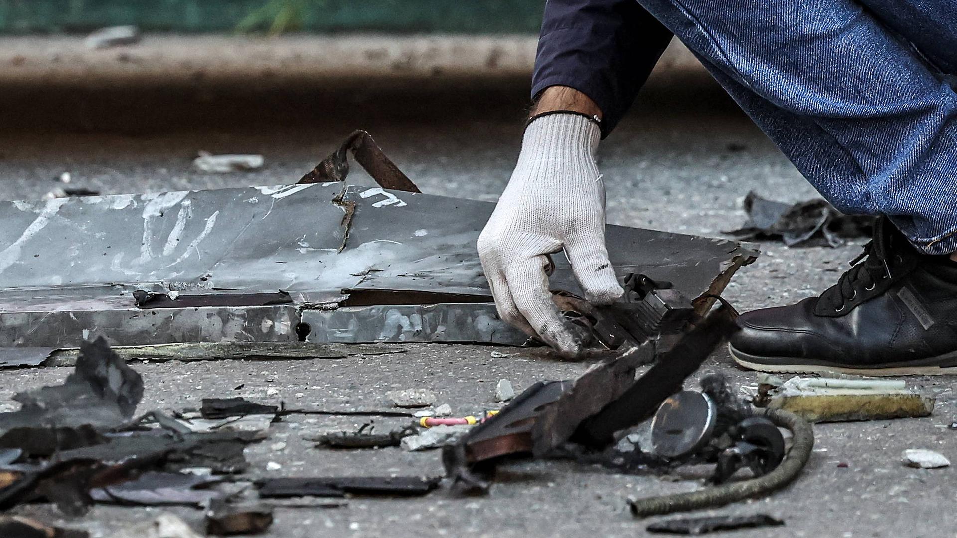 Fragmente einer Drohne in Moskau