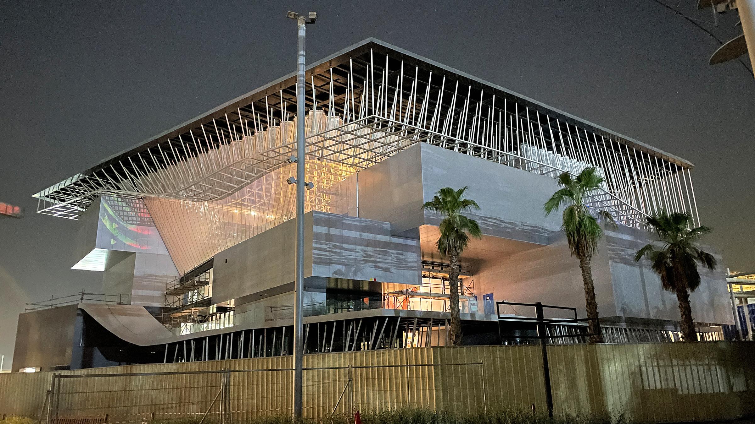Der deutsche Pavillon im Aufbau bei der Expo 2020