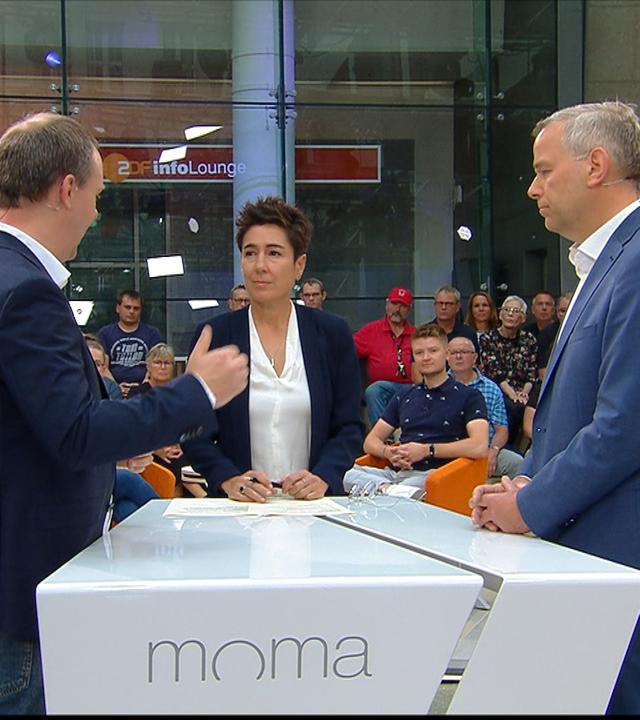 Daniel Freund, Dunja Hayali und Erik Holm (v.l.n.r.)