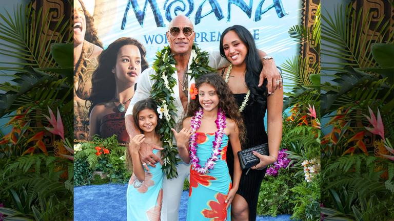 Dwayne Johnson mit seiner Frau und seinen Töchtern