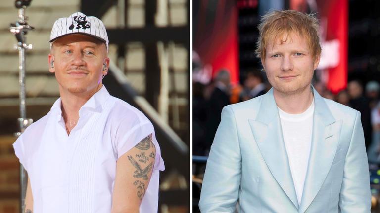 Auf dem Bild zu sehen sind die Sänger Macklemore und Ed Sheeran