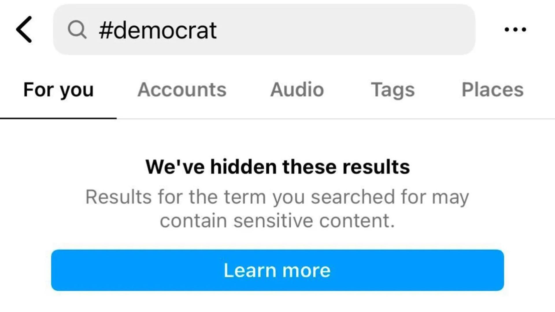 Screenshot: Eingeschränkte Resultate