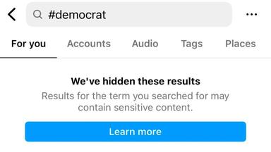 Screenshot: Eingeschränkte Resultate