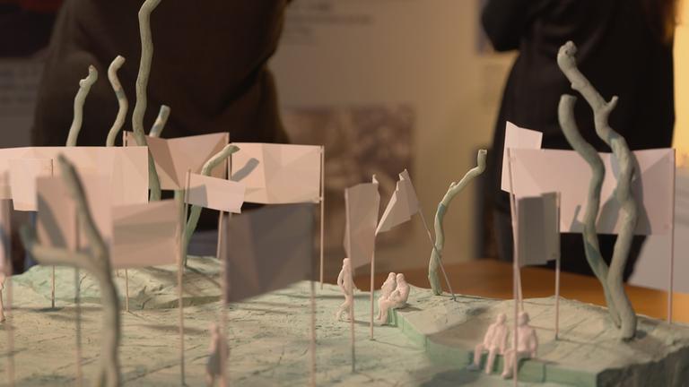 Modell vom Freiheits- und Einheitsdenkmal, das in Leipzig entstehen soll.