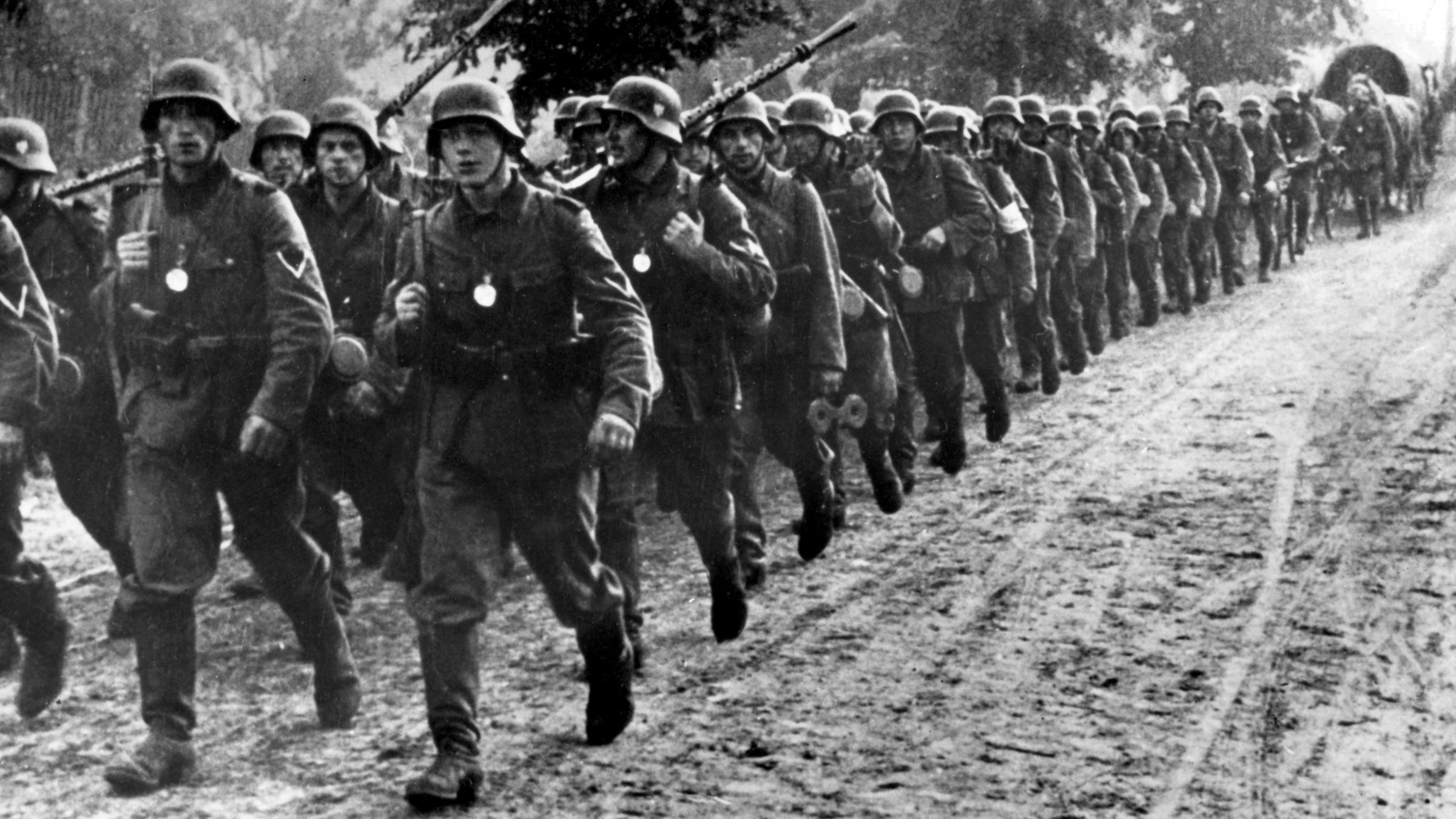 Deutsche Truppen auf dem Vormarsch in Polen 1939