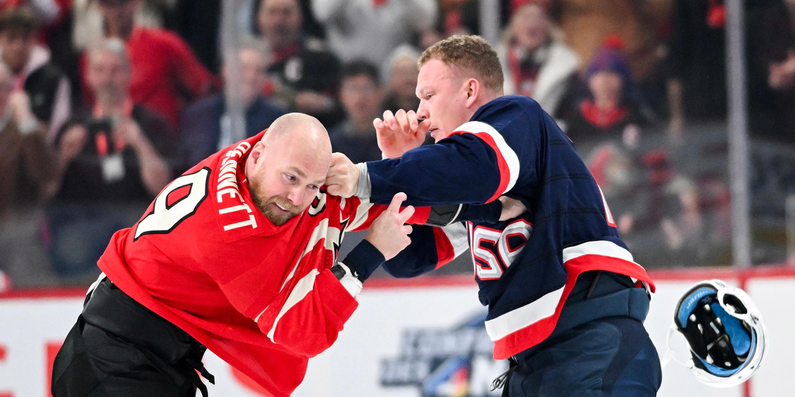 Prügelei im Gruppenspiel des 4-Nationen-Turniers in Nordamerika zwischen Kanada und den USA 
