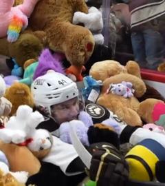 Zehntausende Stofftiere auf Eishockey-Feld