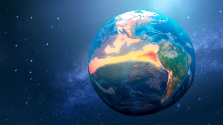 Erdkugel, die das Wetterphänomen El Niño grafisch darstellt